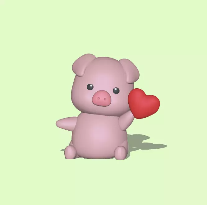 cute Pig Heart - Valentine Day 3D print model_0