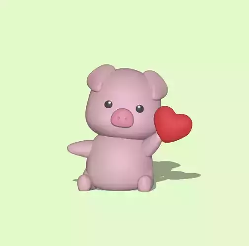 cute Pig Heart - Valentine Day 3D print model