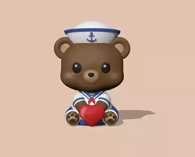 Cute Sailor Bear Heart  - Valentine Day