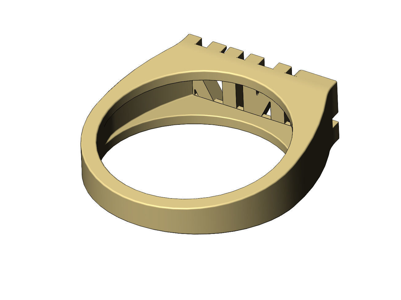 King rectangular name ring 3D print model_10