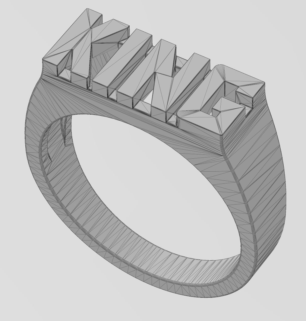 King rectangular name ring 3D print model_15