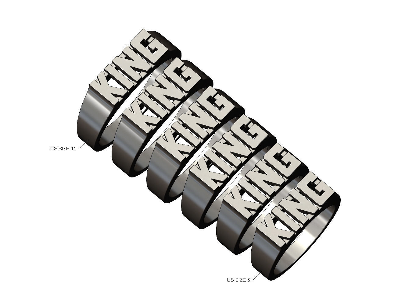 King rectangular name ring 3D print model_1