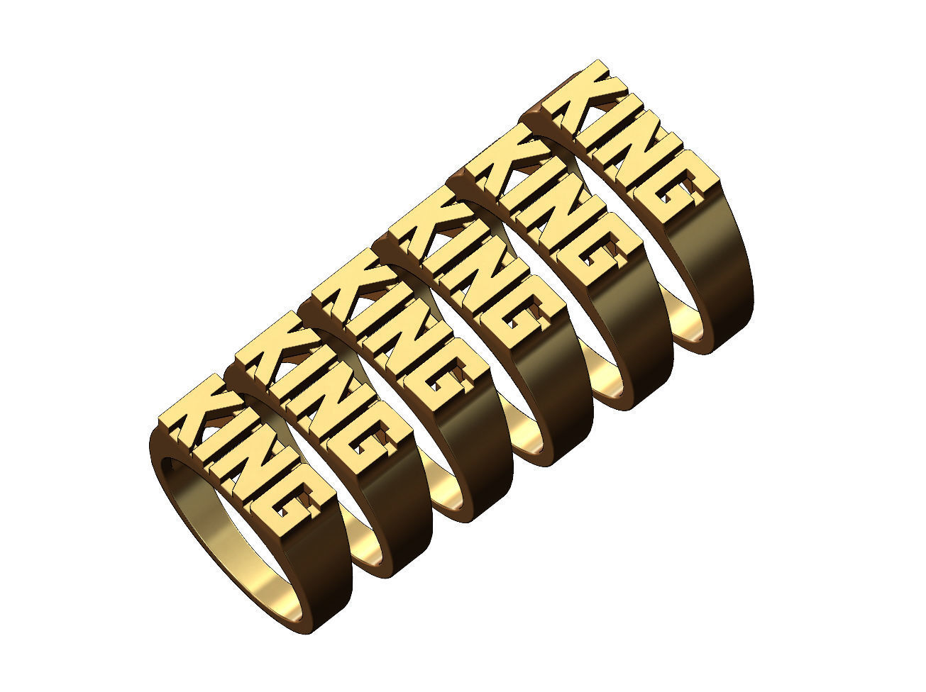 King rectangular name ring 3D print model_2