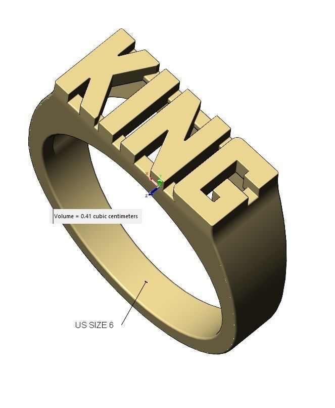 King rectangular name ring 3D print model_12