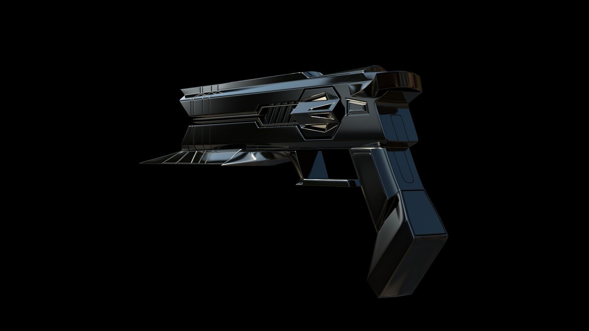 Sci-fi Futuristic blaster GUN  Free 3D model_4