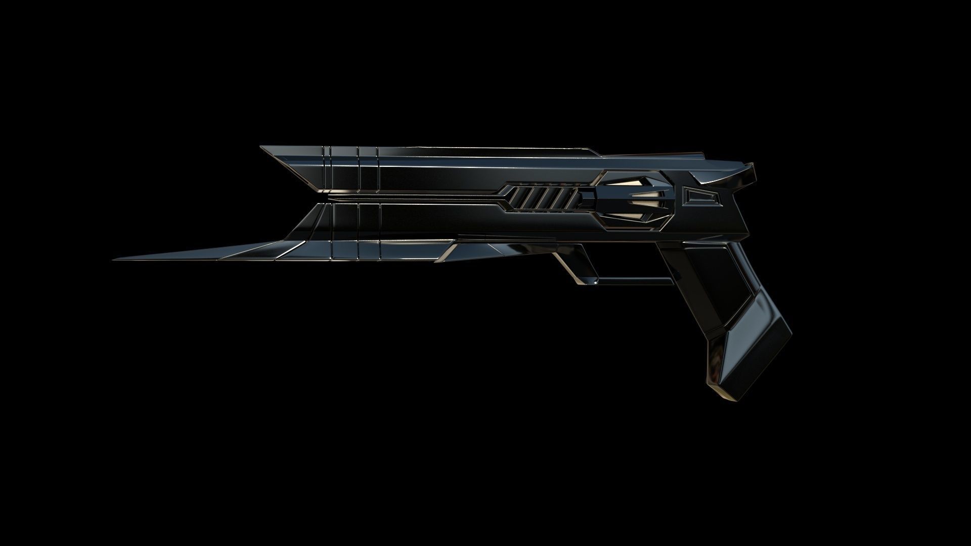 Sci-fi Futuristic blaster GUN  Free 3D model_1