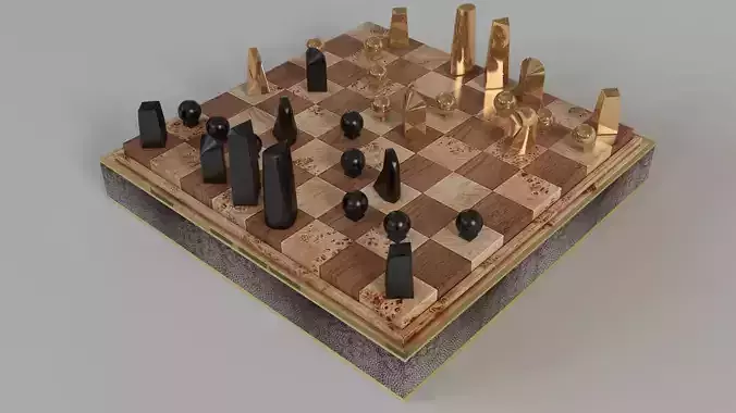 Chocolate Faux Shagreen Chess Set