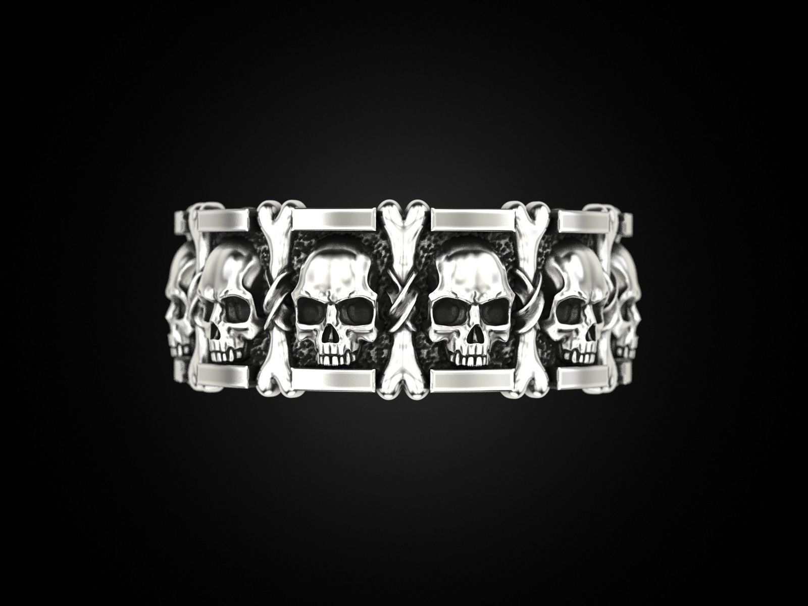 Ring many skulls and bones 3D print model_10