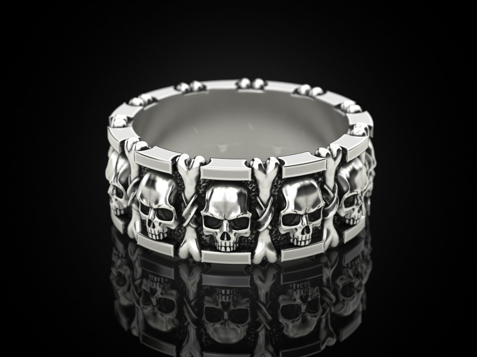 Ring many skulls and bones 3D print model_5
