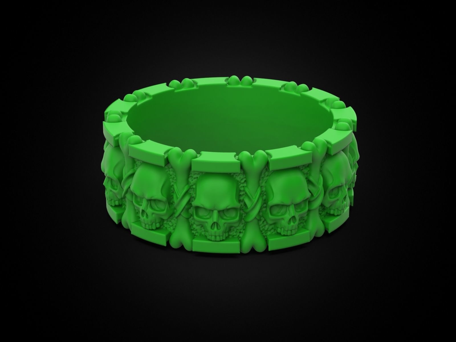 Ring many skulls and bones 3D print model_11