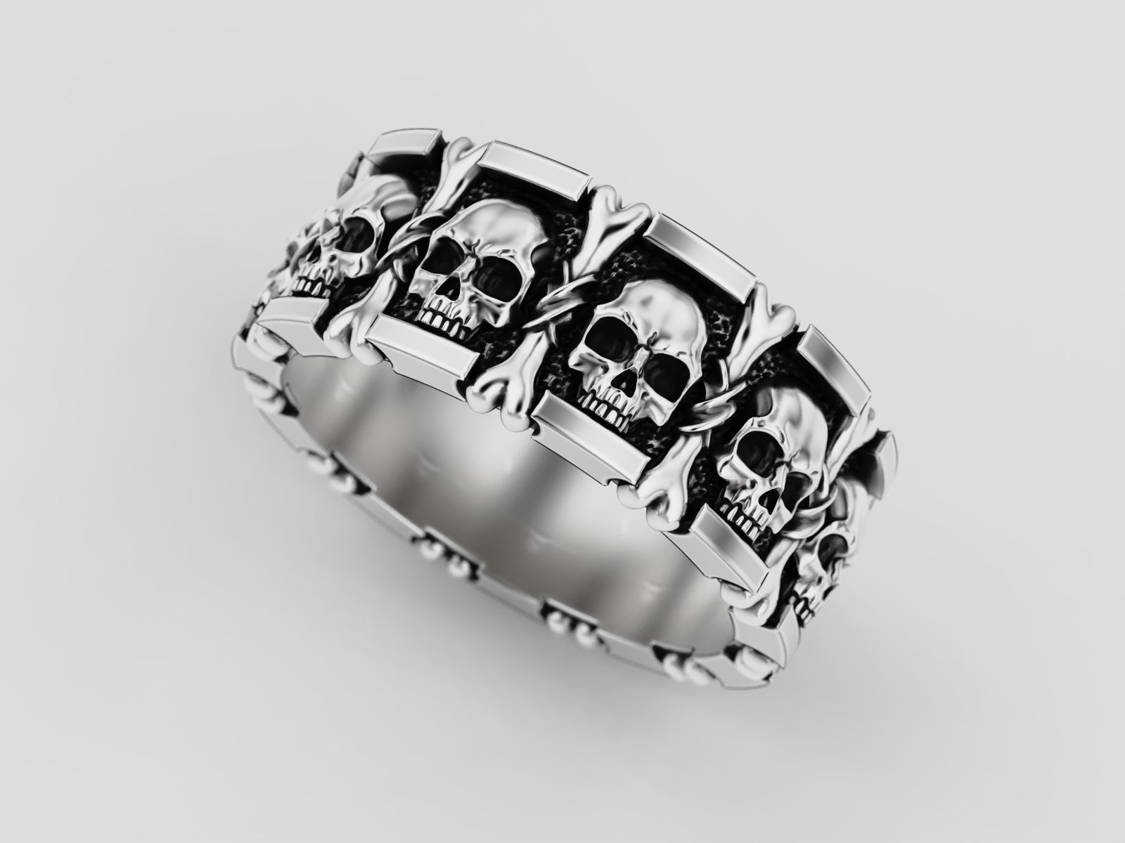Ring many skulls and bones 3D print model_13