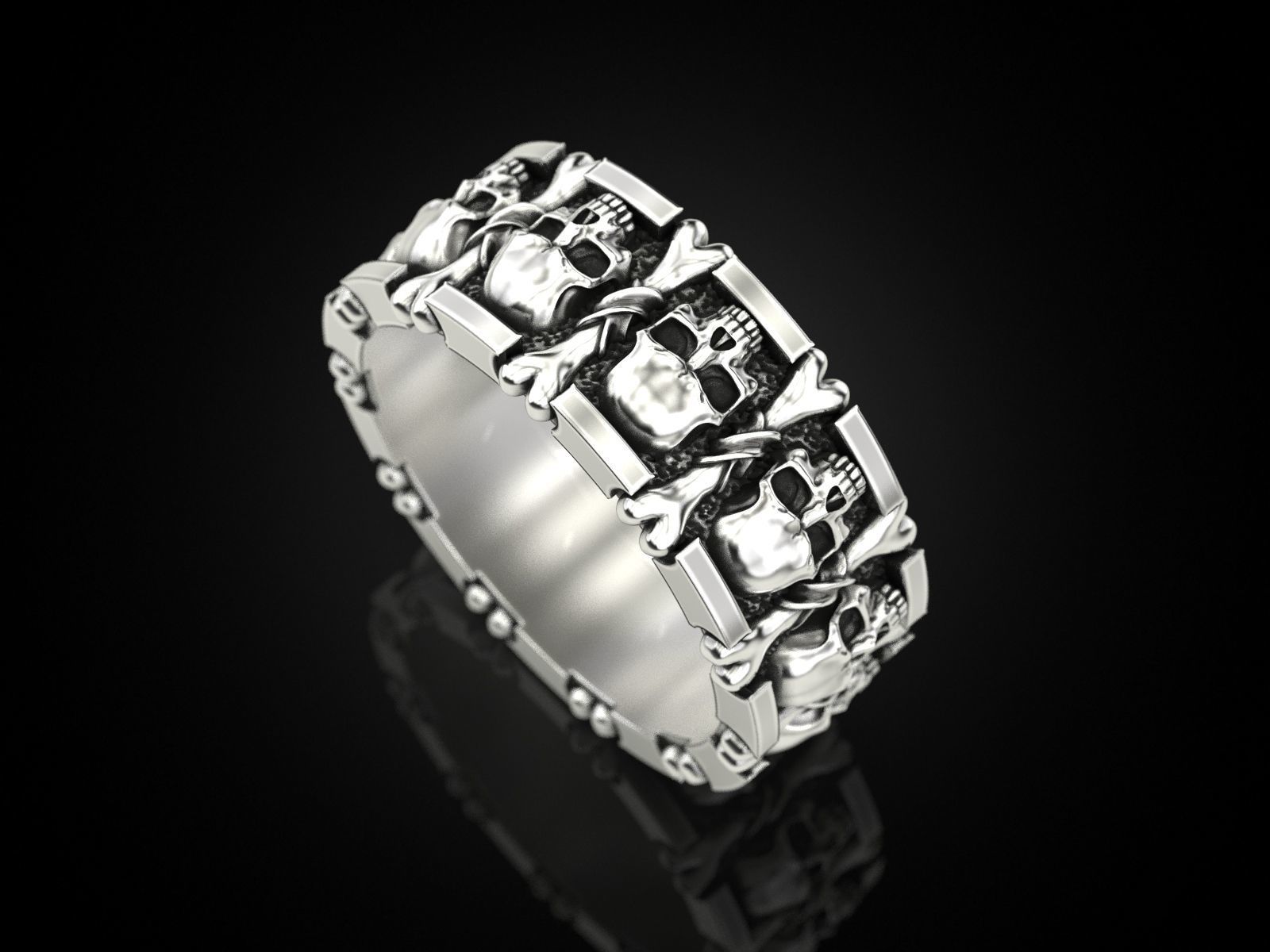 Ring many skulls and bones 3D print model_8