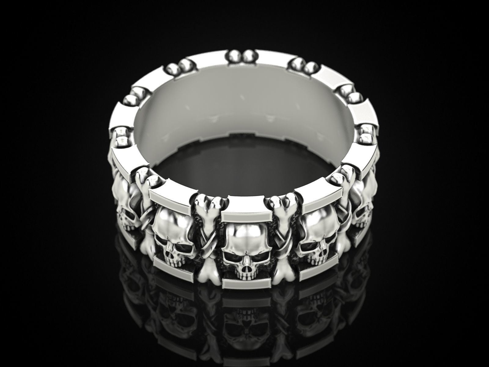 Ring many skulls and bones 3D print model_9