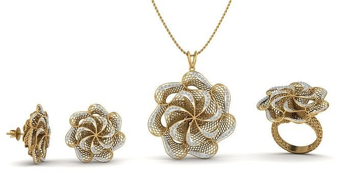 Fusion Pendant Set With Diamonds 3D print model