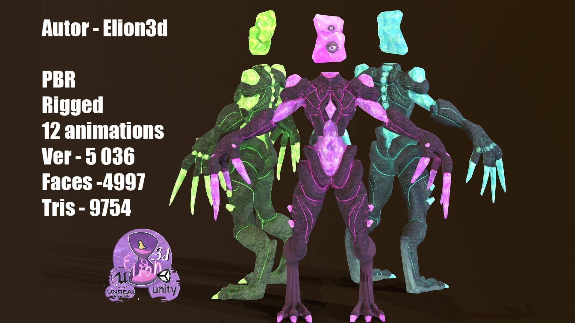 Monster Crystal Low-poly 3D model_3