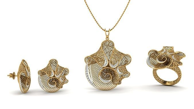 Fusion Pendant Set With Diamonds 3D print model