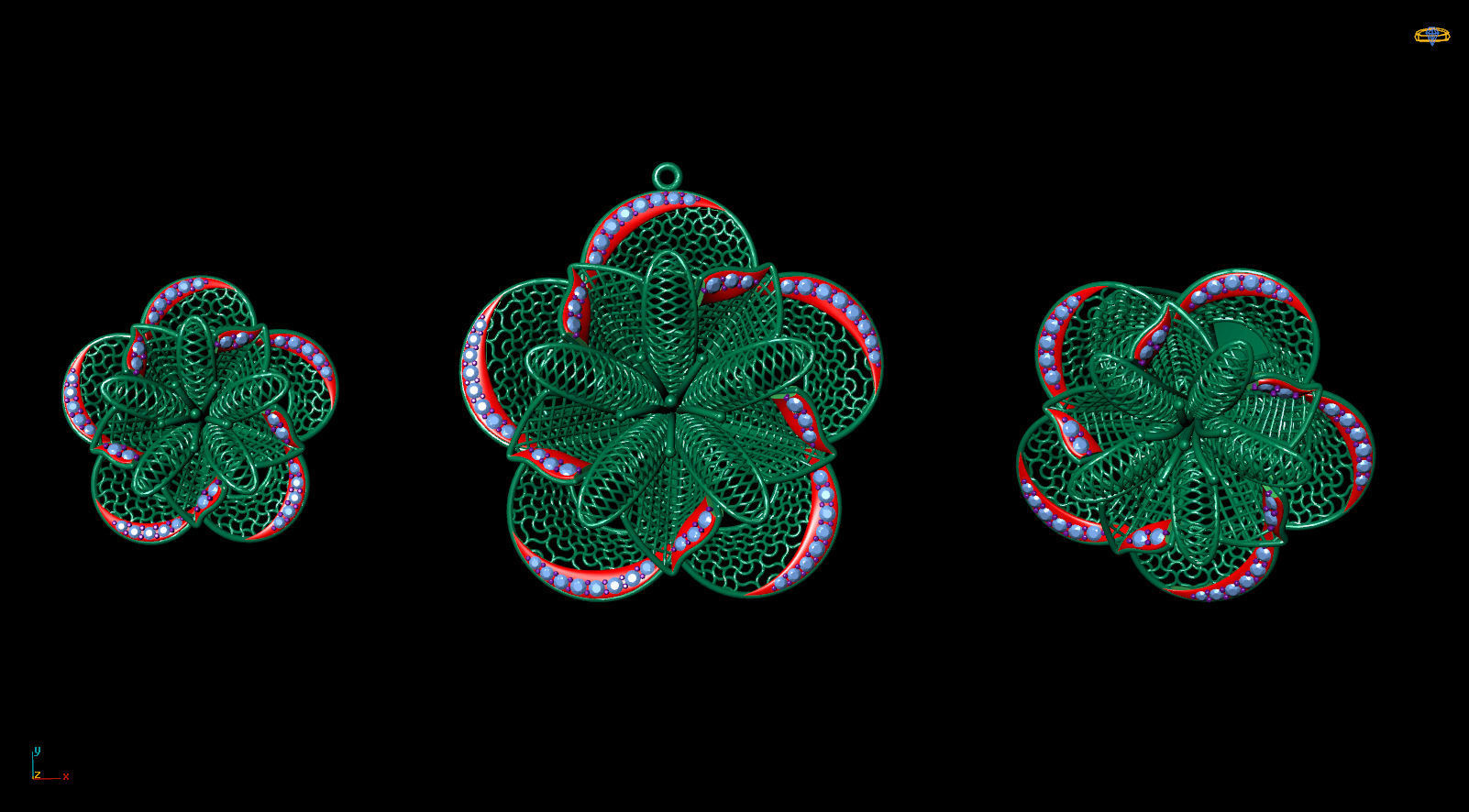 Fusion Pendant Set With Diamonds 3D print model_1