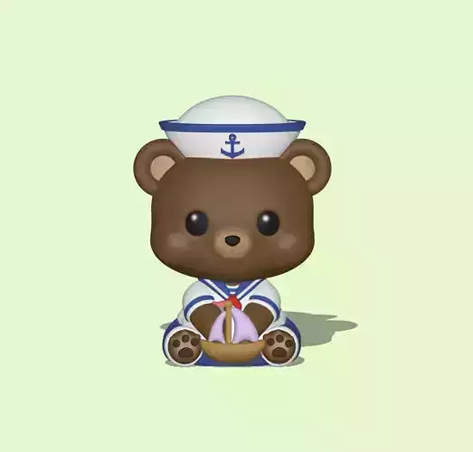 Cute Sailor Bear with Boat  