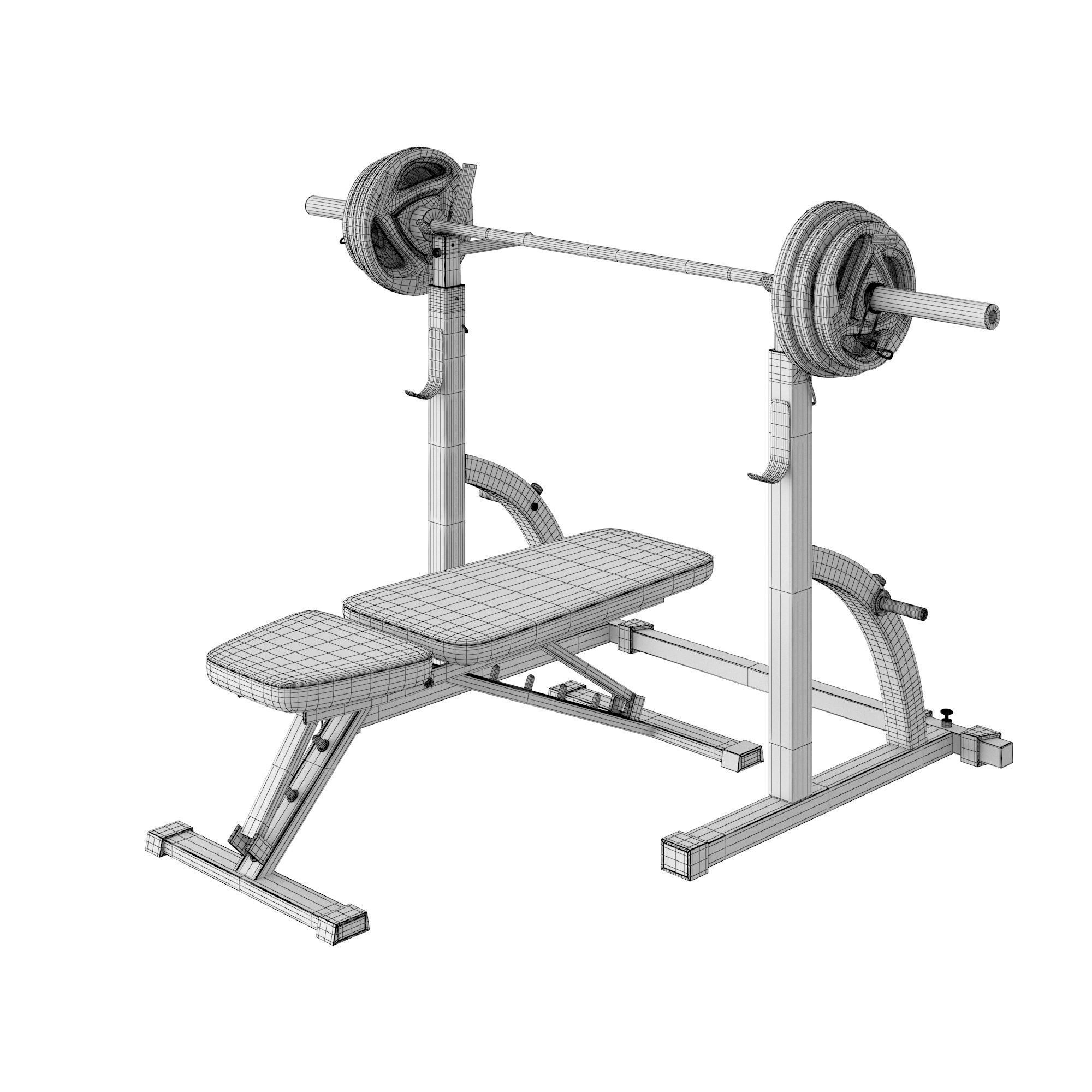Bench Press Barbell 3D model_1