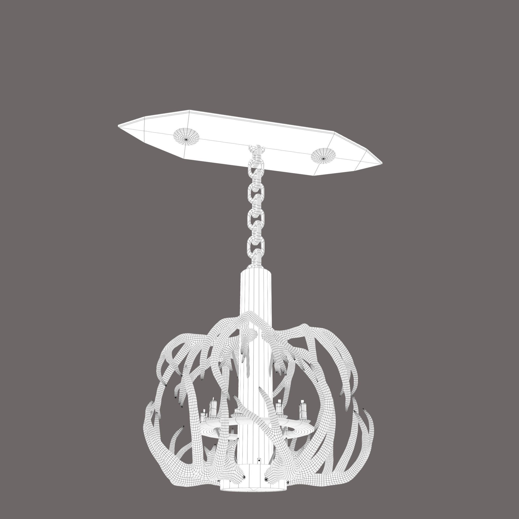 Antler Chandelier Low-poly 3D model_37