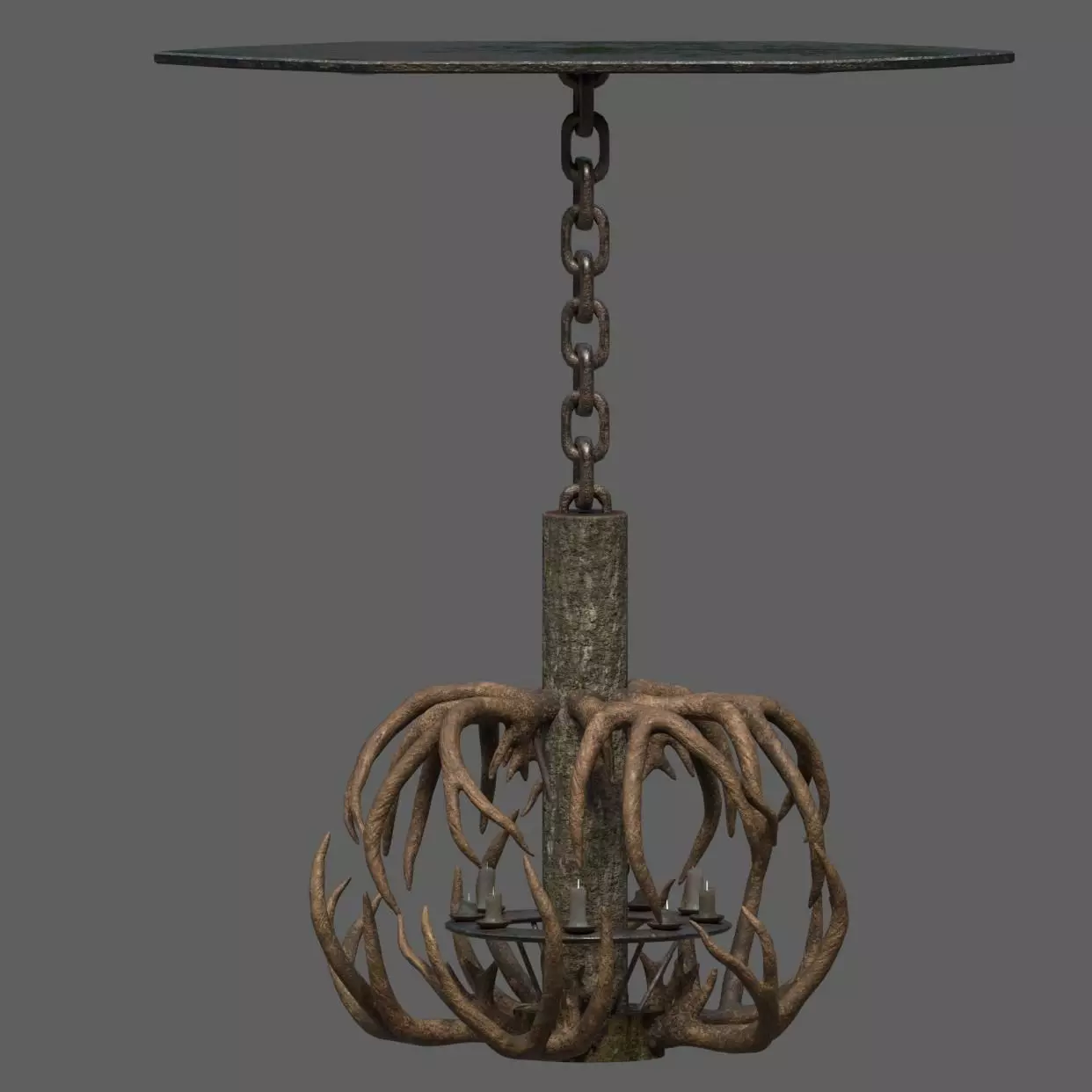 Antler Chandelier Low-poly 3D model_0