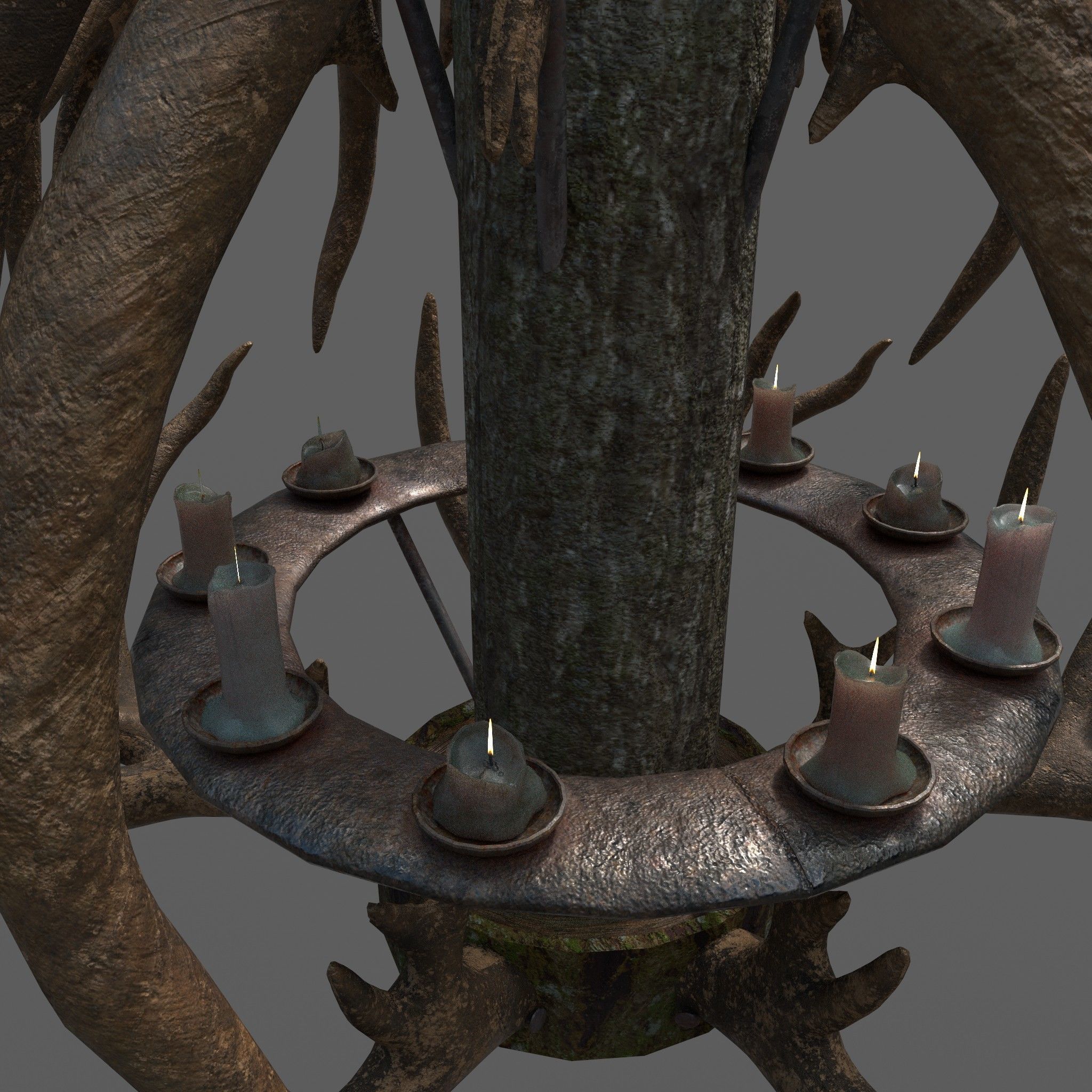 Antler Chandelier Low-poly 3D model_2
