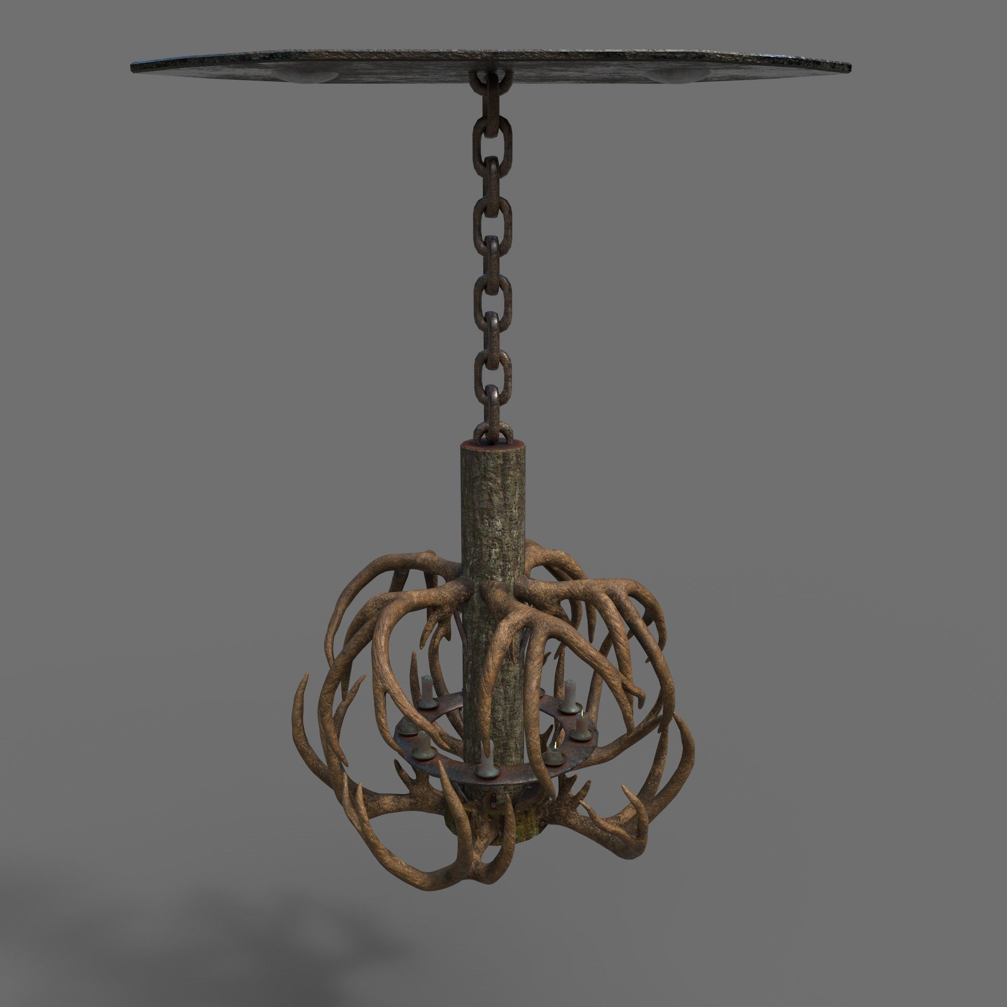 Antler Chandelier Low-poly 3D model_3
