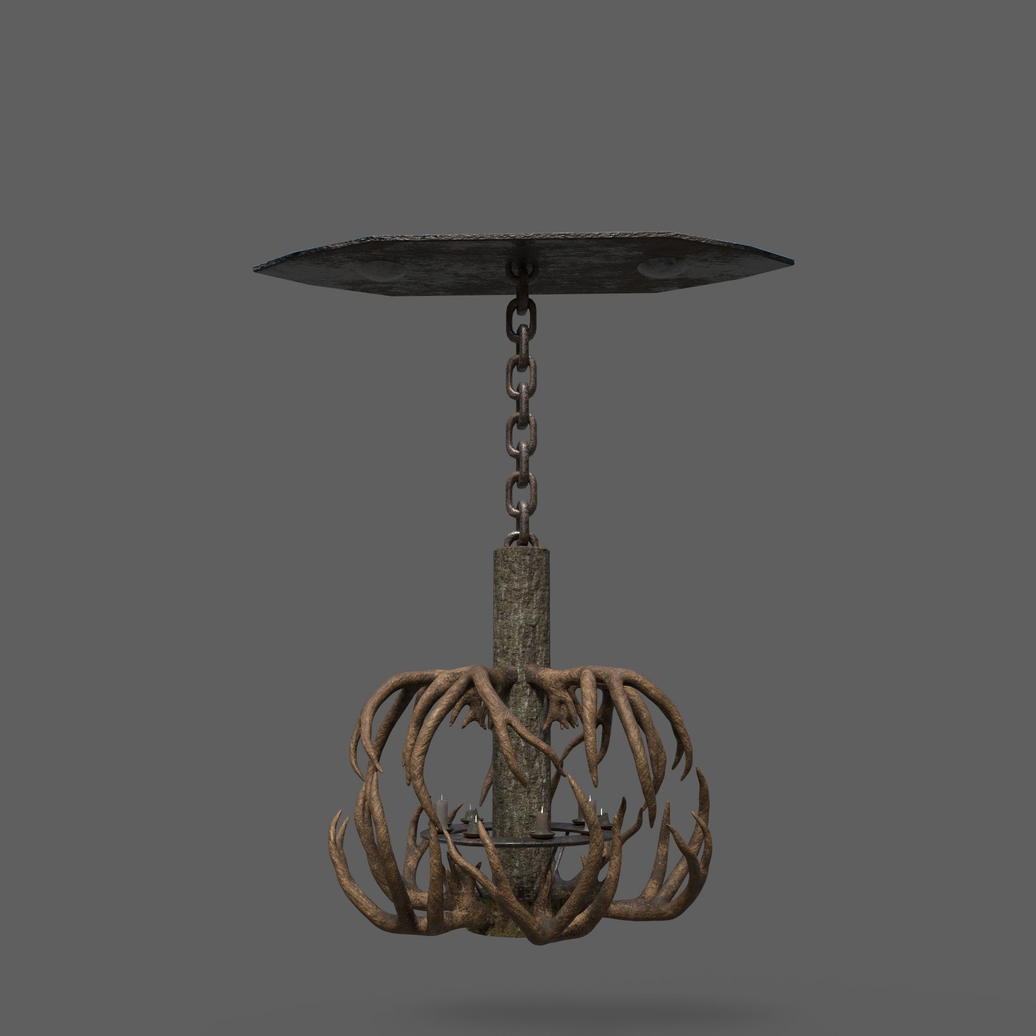 Antler Chandelier Low-poly 3D model_14