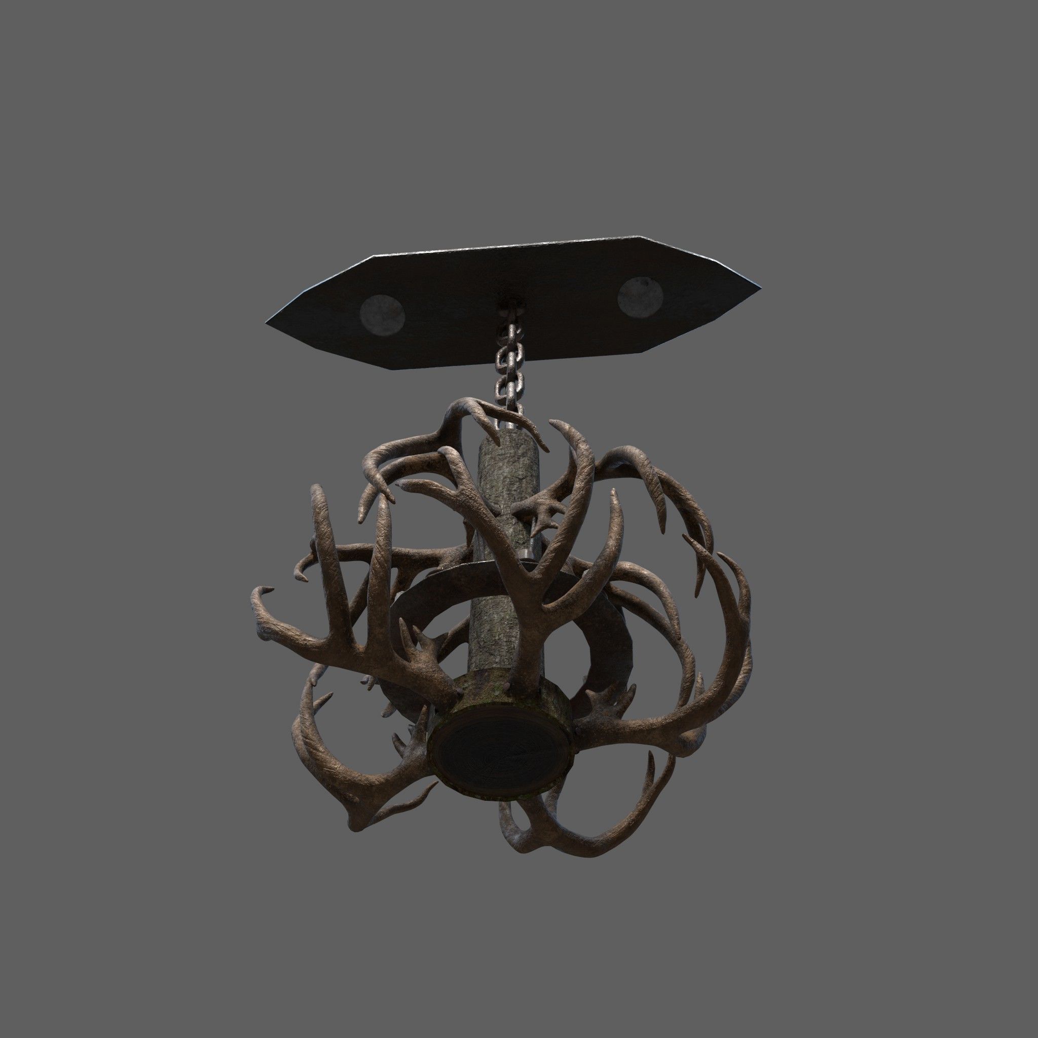 Antler Chandelier Low-poly 3D model_17