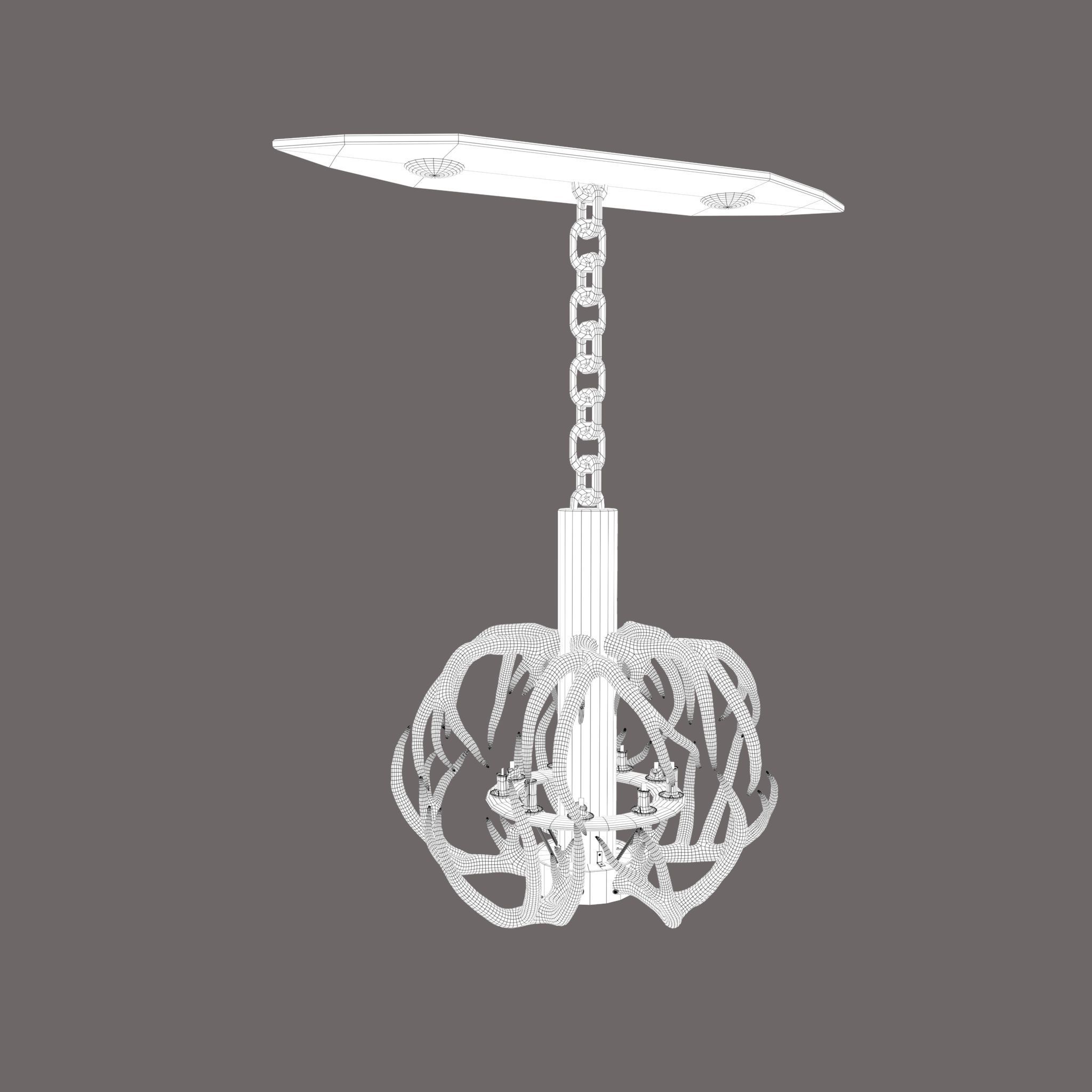 Antler Chandelier Low-poly 3D model_36