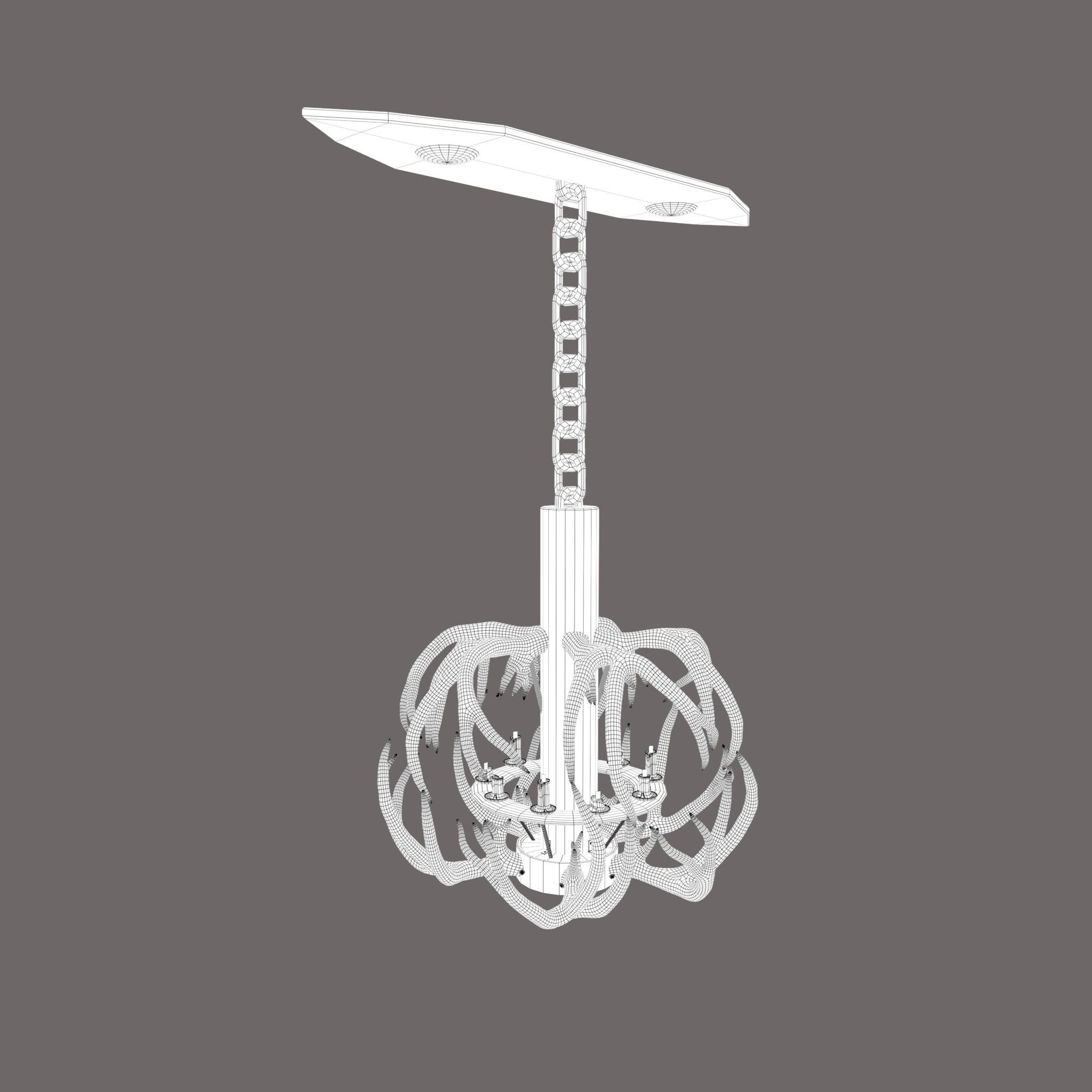 Antler Chandelier Low-poly 3D model_26
