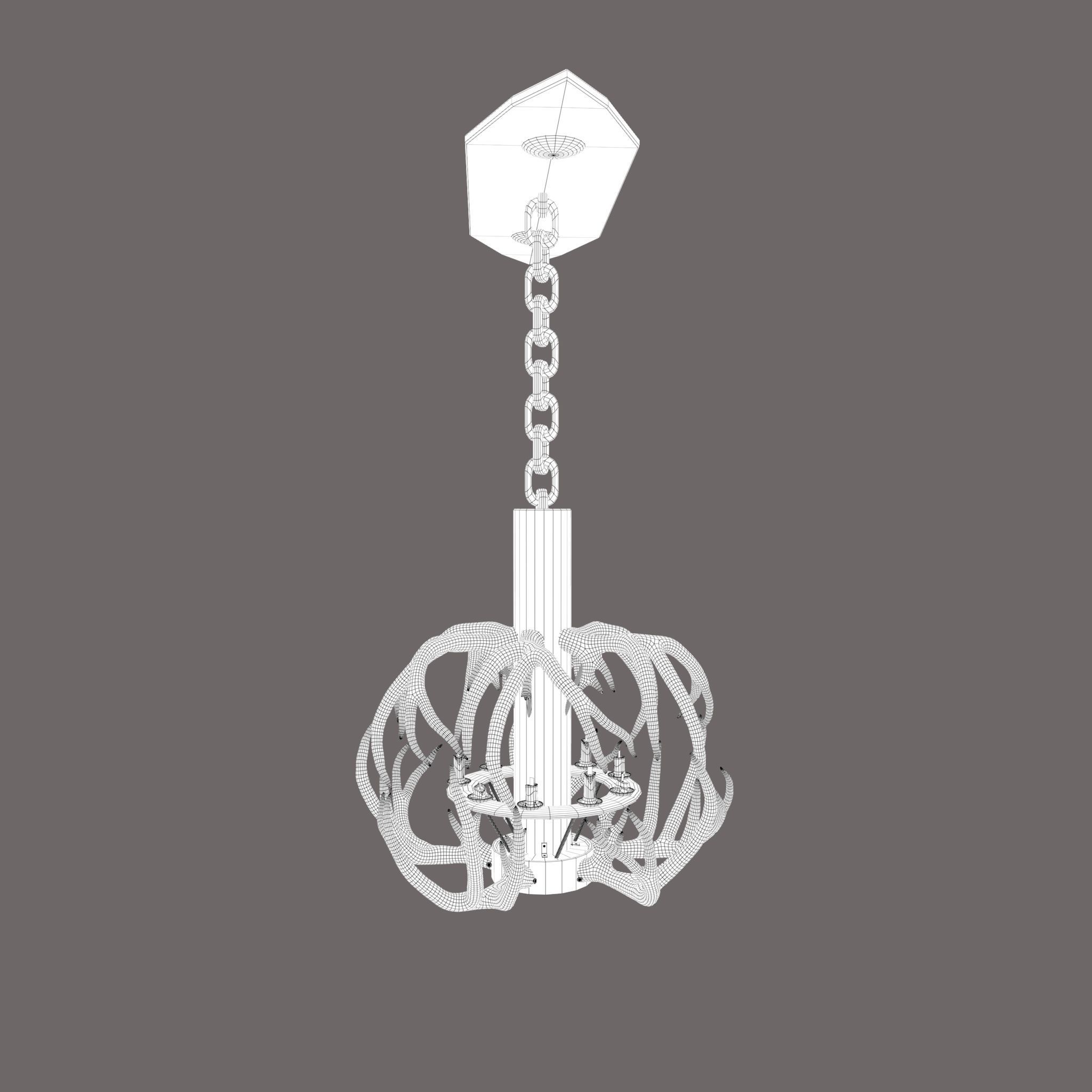 Antler Chandelier Low-poly 3D model_28