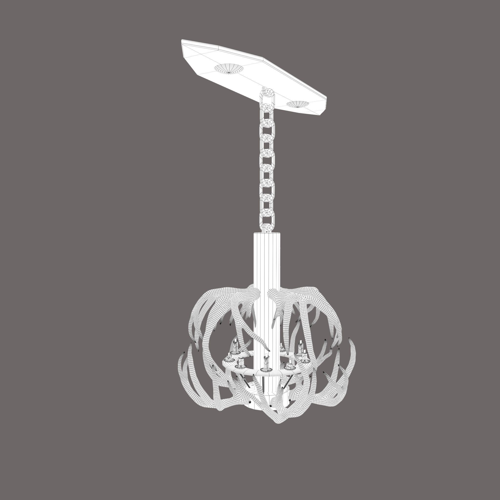 Antler Chandelier Low-poly 3D model_34