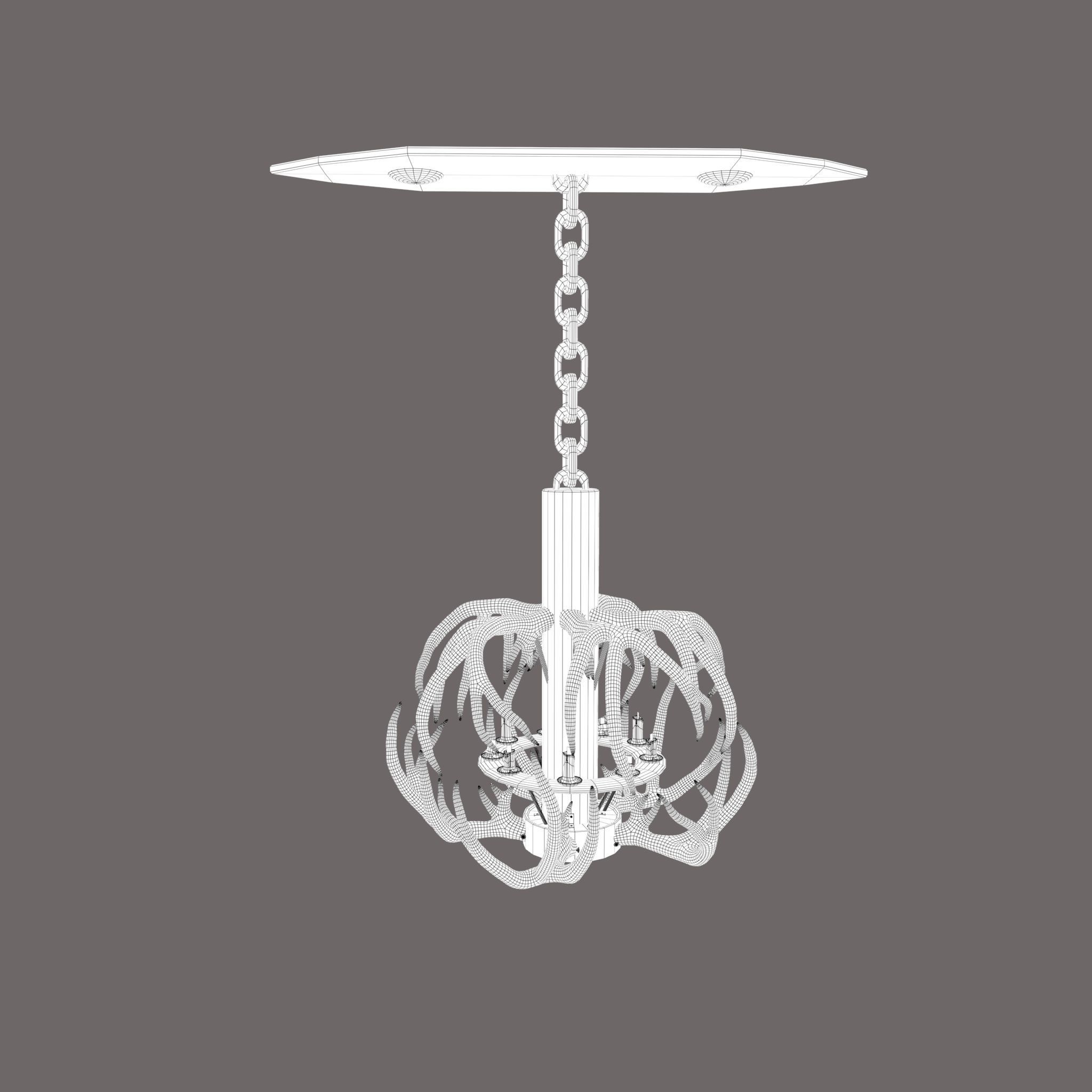 Antler Chandelier Low-poly 3D model_44