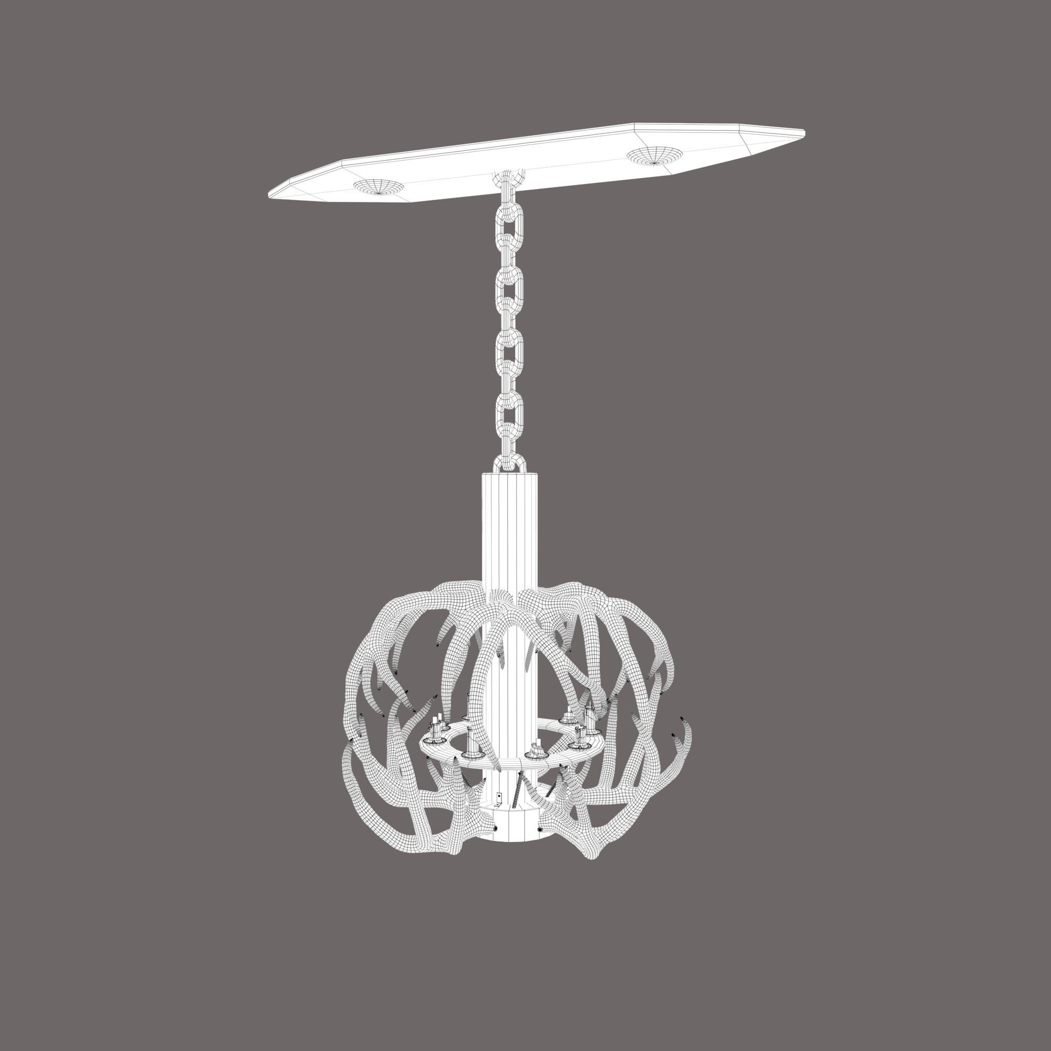 Antler Chandelier Low-poly 3D model_41