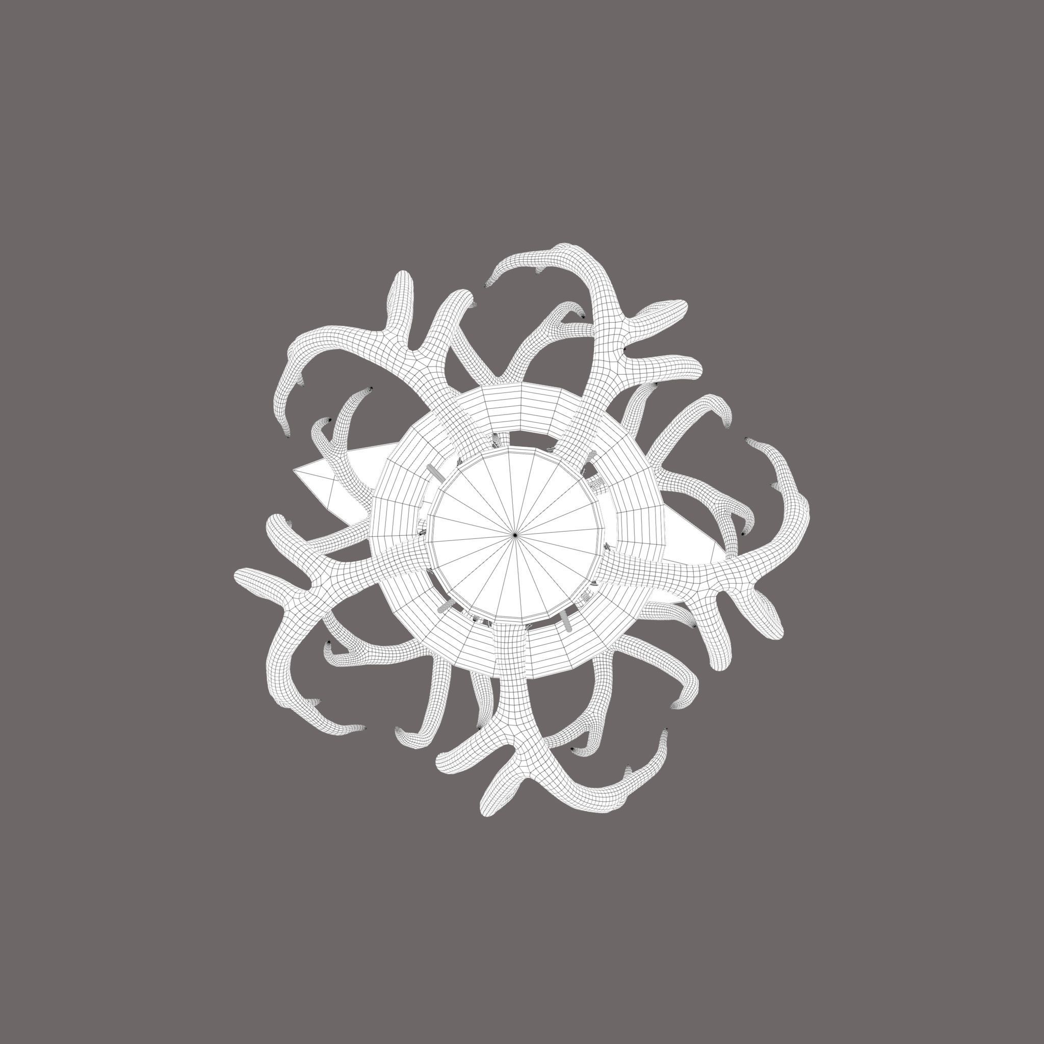 Antler Chandelier Low-poly 3D model_32