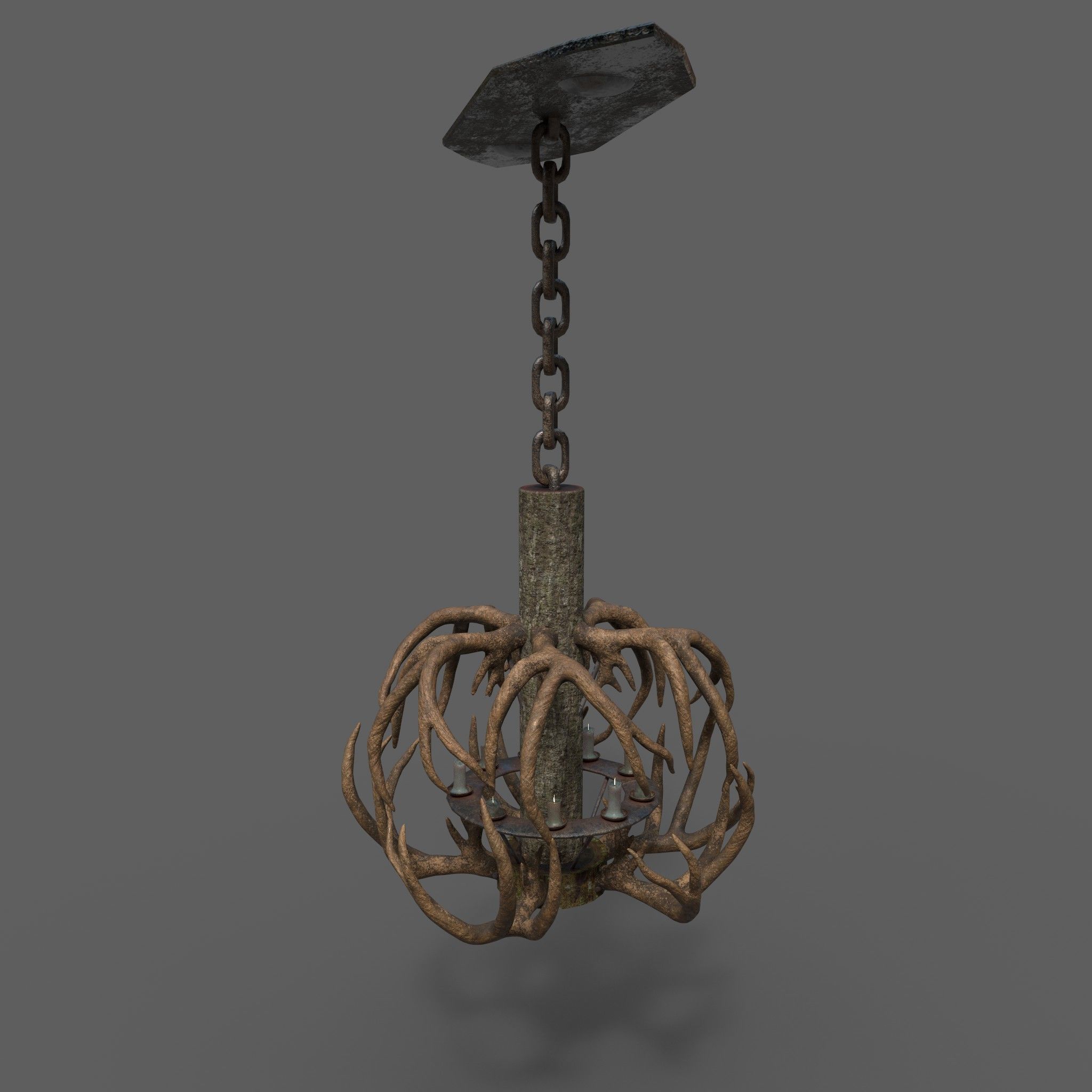 Antler Chandelier Low-poly 3D model_8
