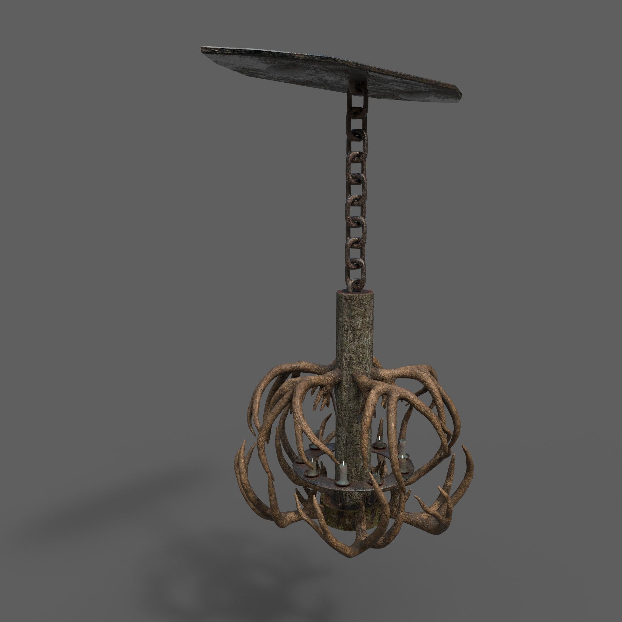 Antler Chandelier Low-poly 3D model_10