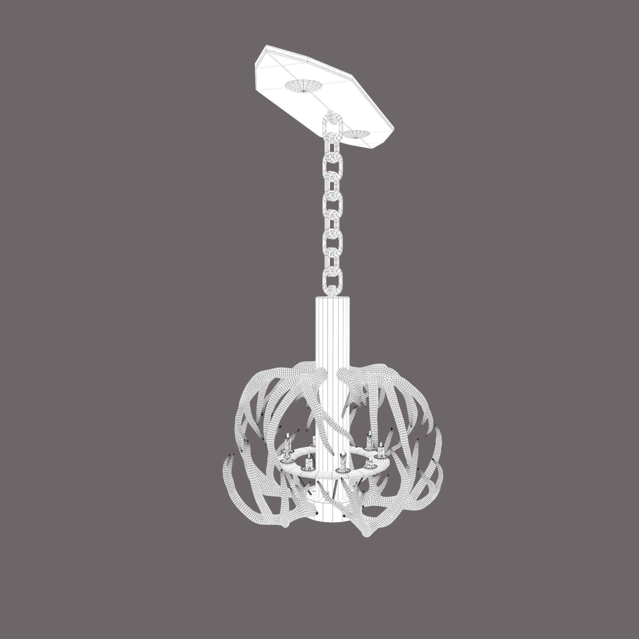 Antler Chandelier Low-poly 3D model_29
