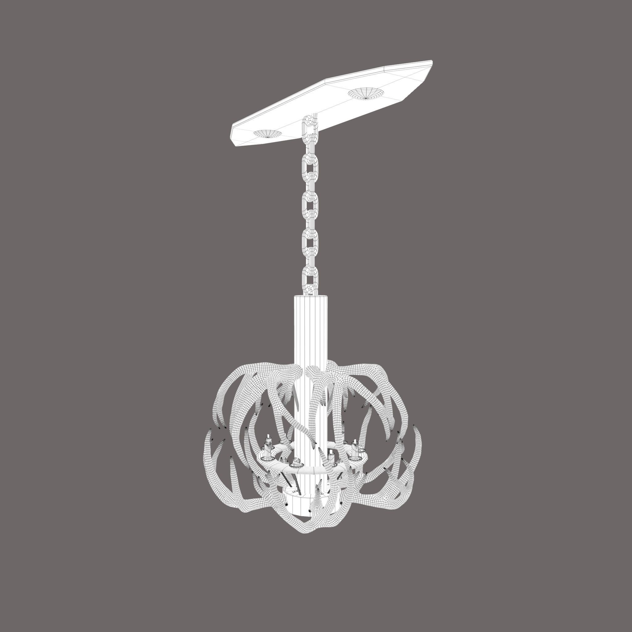 Antler Chandelier Low-poly 3D model_30