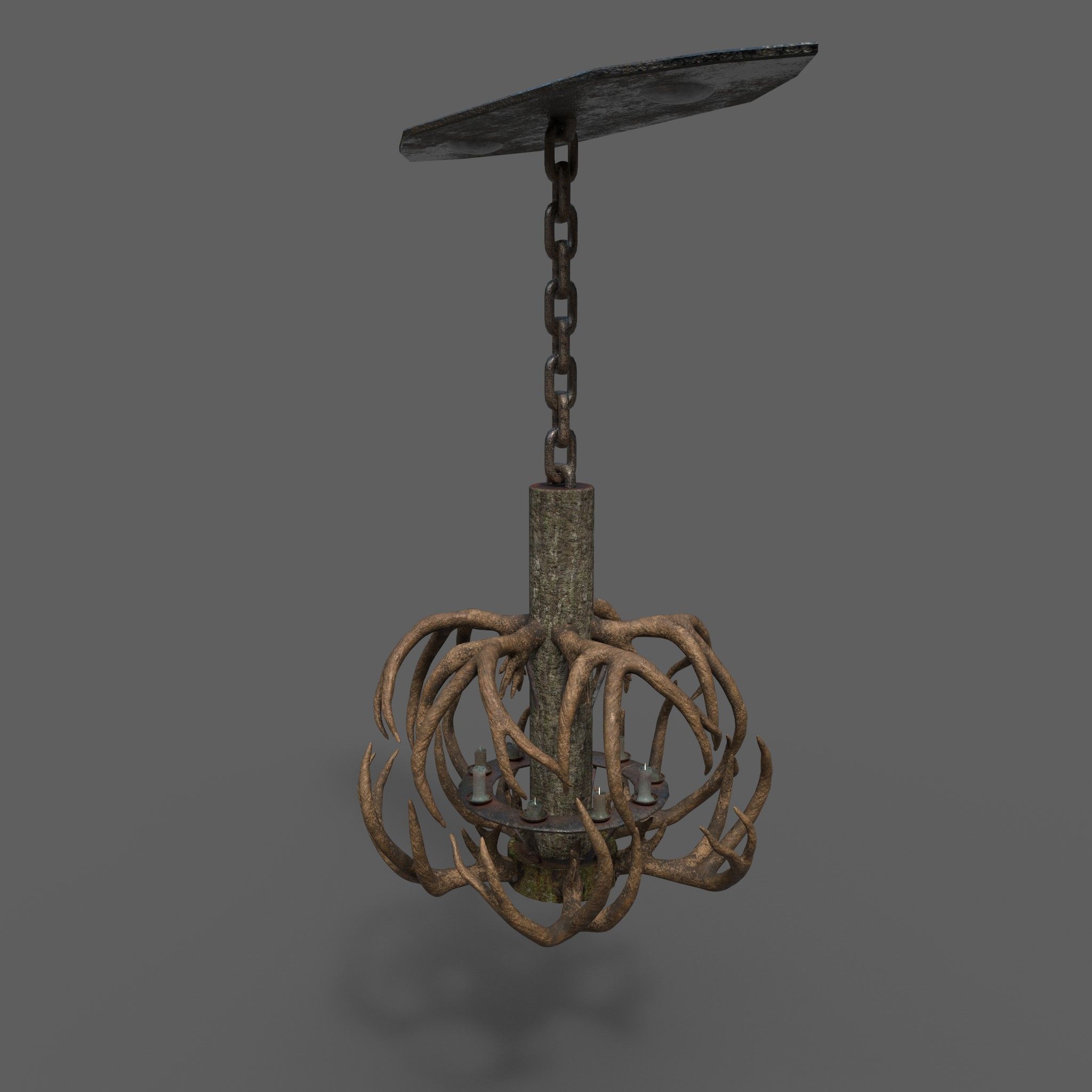 Antler Chandelier Low-poly 3D model_7