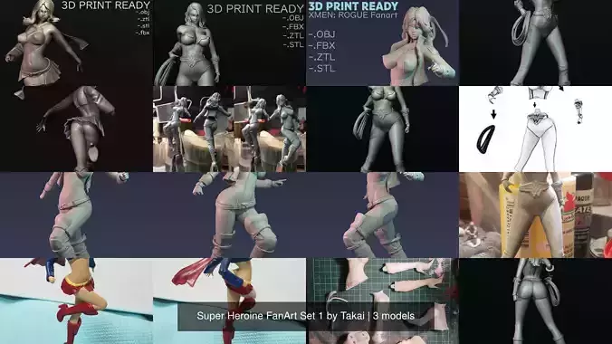 Super Heroine FanArt Set 1 by Takai 3D Model Collection