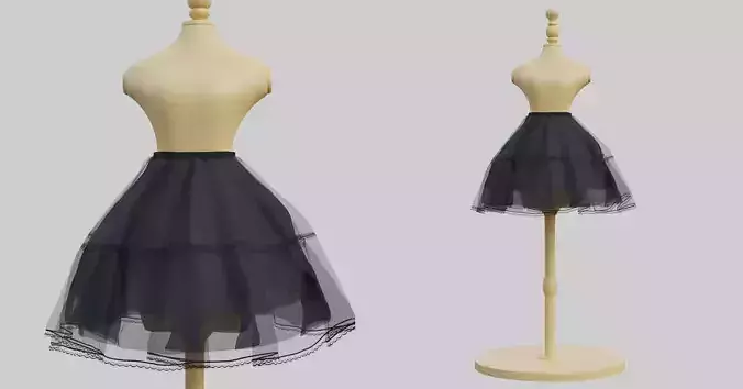 Female tulle skirt on mannequin - ballerina skirt 3D model