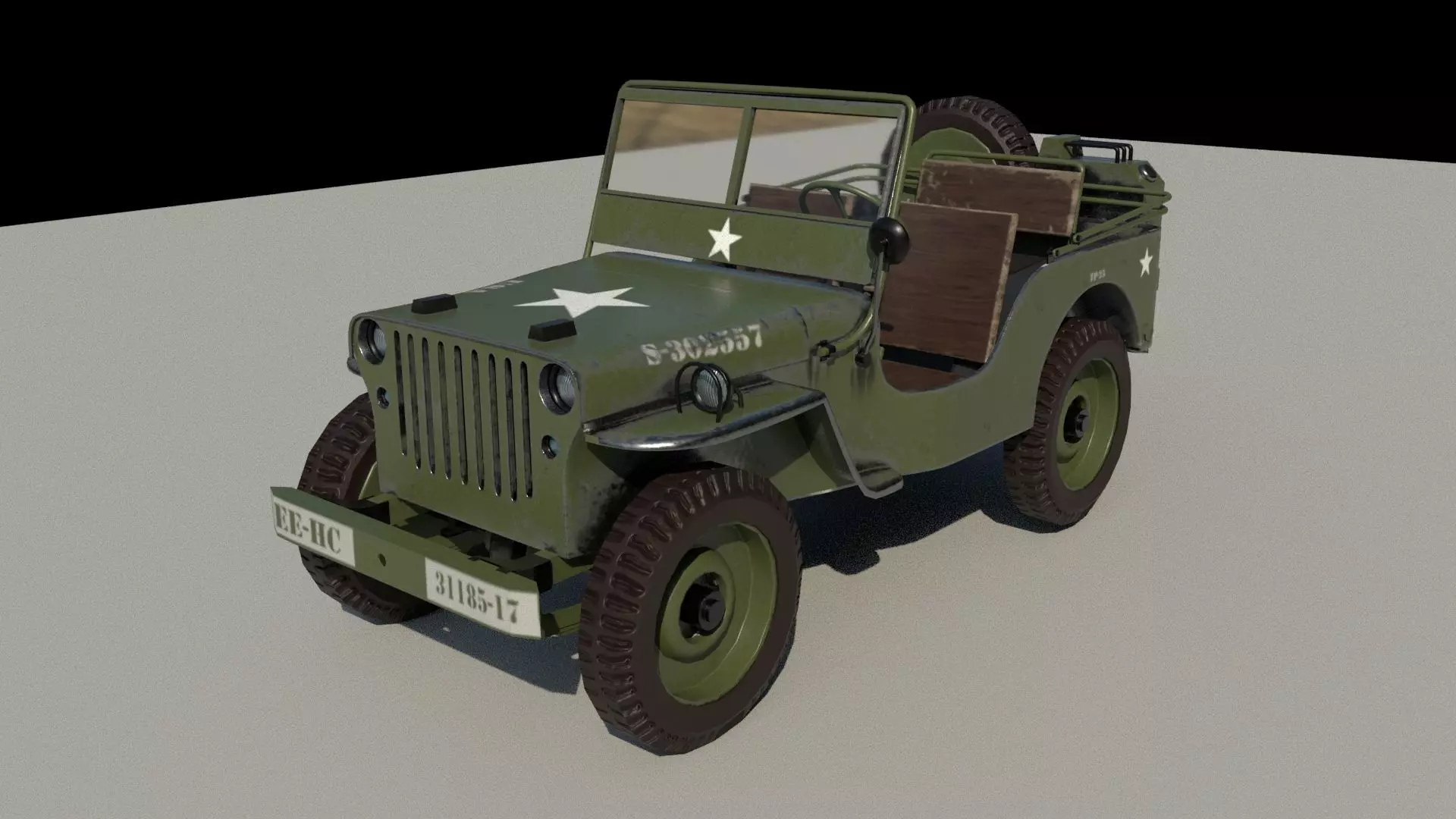 Old US Army Jeep Free low-poly 3D model