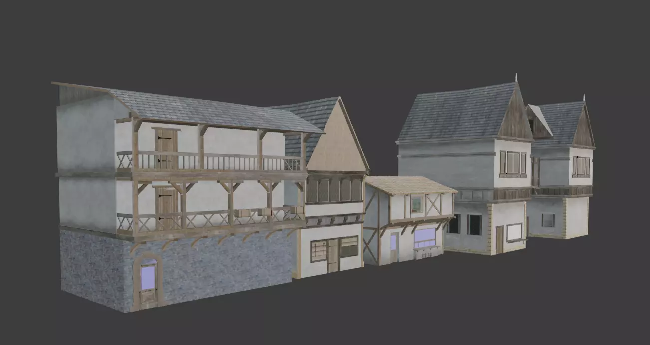 Medieval Houses Free 3D model_0
