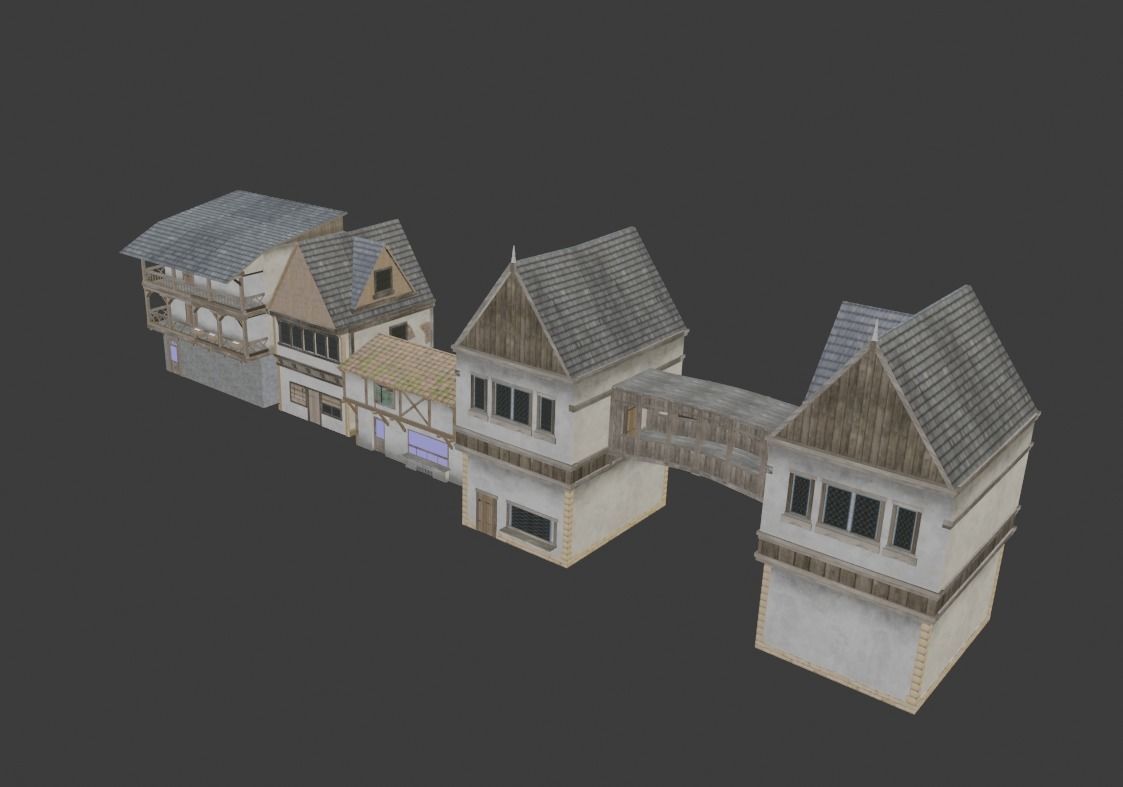 Medieval Houses Free 3D model_1