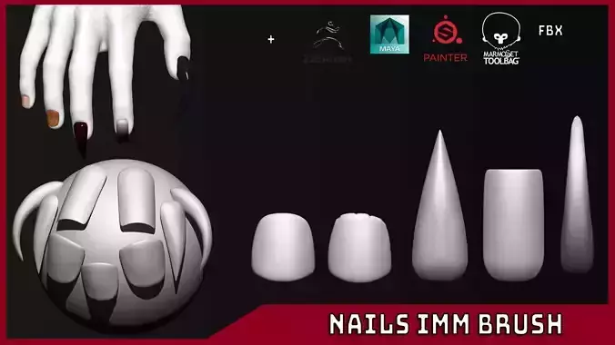 Nails IMM Brush Low-poly 3D model