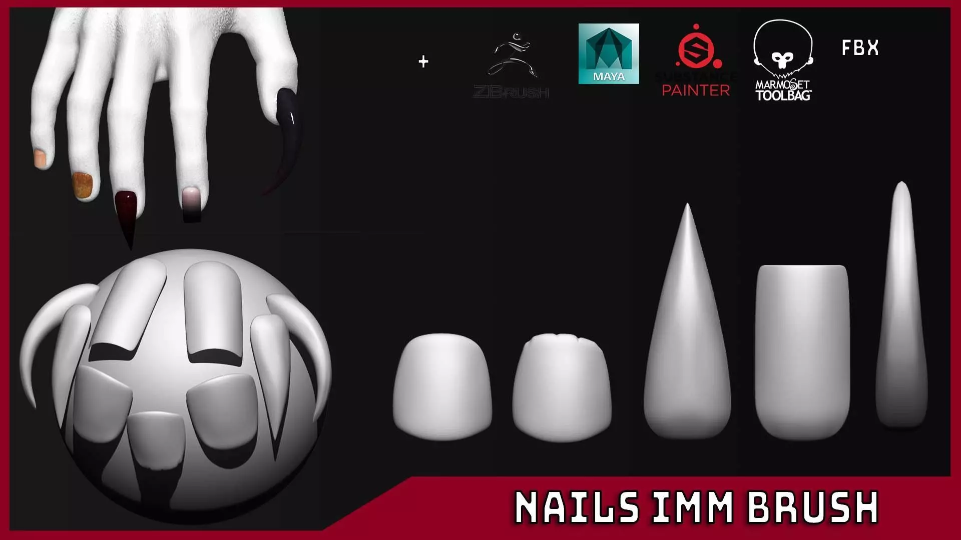 Nails IMM Brush Low-poly 3D model
