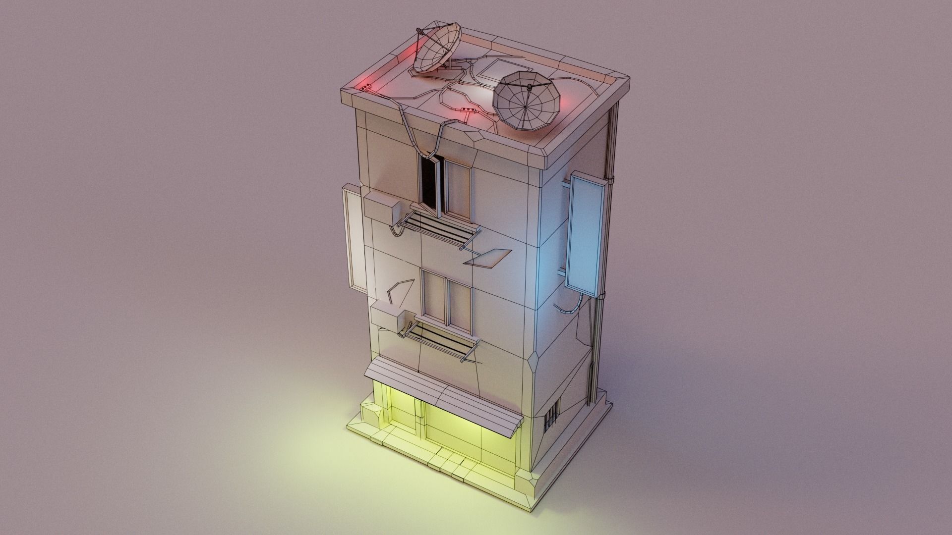 Cyberpunk Buildings Pack And Scene Low-poly 3D model_10