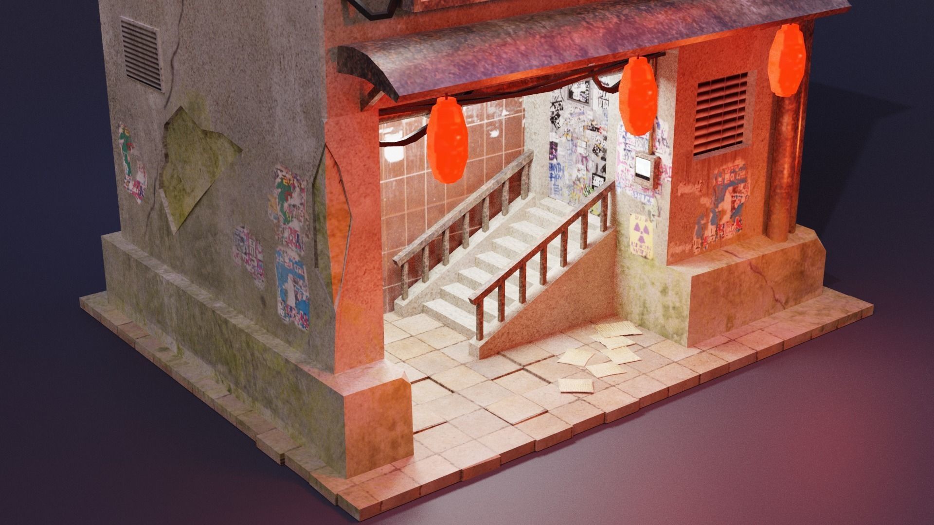 Cyberpunk Buildings Pack And Scene Low-poly 3D model_6